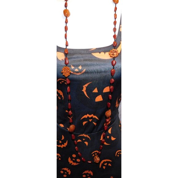 Rustic Nature Inspired Peach Pit Stone And Glass Beaded Necklace - Picture 3 of 6